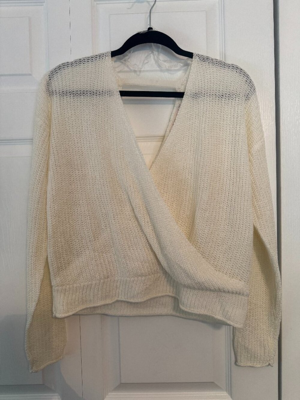 Francesca's Mi Ami White Crop Wrap Sweater